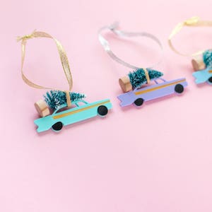 Mid Century Vintage Pastel Car Christmas Decorations inspired by Palm Springs image 1