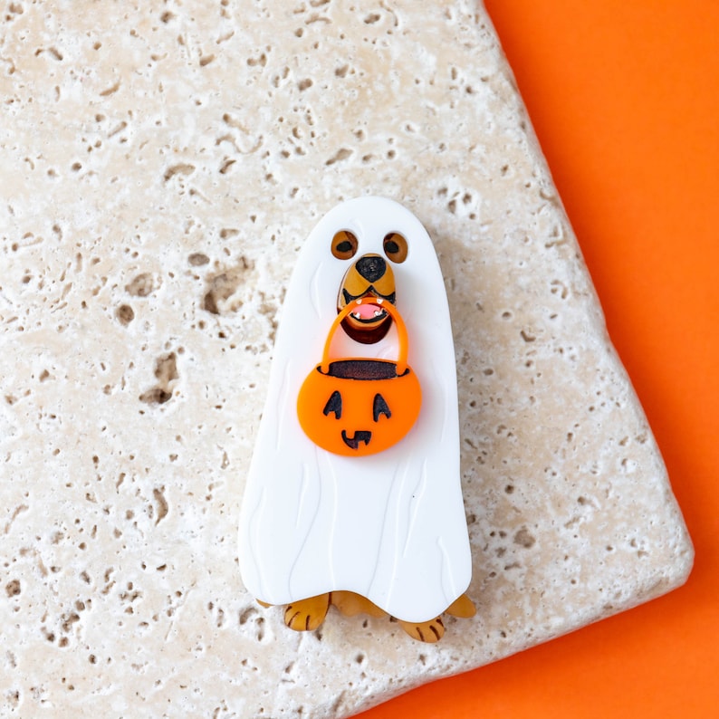 Golden Retriever Dog Ghost Costume Brooch Halloween Brooch Etsy