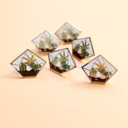 Terrarium Enamel Pin - Unique Botanical Accessory - Plant Lover Gift