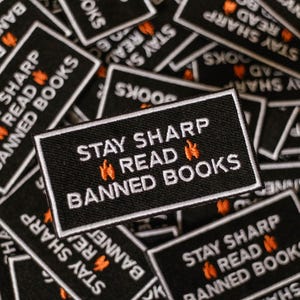 Stay Sharp Read Banned Books Patch - bookworm patch - book lover patch - book lover gift -  bookish gift - banned book gift - booktok gift