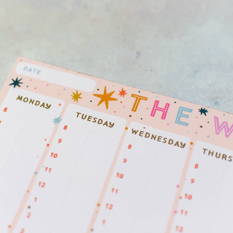 A4 Weekly Planner Colourful Stars Design WFH Planner To Do List Family Planner Motivation Organisation Desk Planner Daily Plan image 4