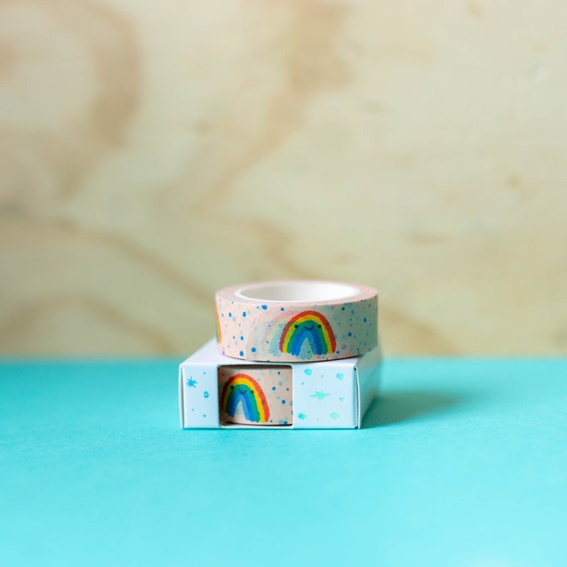 Happy Rainbow Washi Tape Paper Tape Kawaii Stationery Cute Stationery Eco Tape Eco Friendly Tape Bullet Journal Rainbows image 4