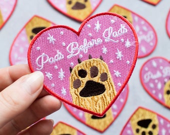 Pads Before Lads Patch - patch chien - patch chat - cadeau chien - cadeau chat - amoureux des animaux - patch animal de compagnie - patch coeur - patch animal - cadeau animal