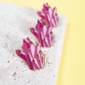 Pink Crystal pin - enamel pin - lapel pin - glitter pin - gem pin - crystal gift - enamel jewellery - gem gift - pin game - flair game