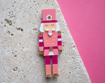 Pink Nutcracker Brooch | Christmas Pins | Nutcracker Ballet | Christmas Decoration | Sugarplum Fairy Christmas Brooch