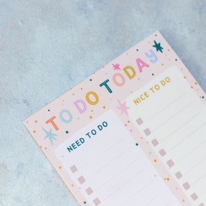 To Do Today List Colourful Stars Design | WFH Planner | To Do List | Family Planner | Motivation | Organisation | Desk Planner | Daily Plan