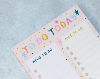 To Do Today List Colourful Stars Design | WFH Planner | To Do List | Family Planner | Motivation | Organisation | Desk Planner | Daily Plan