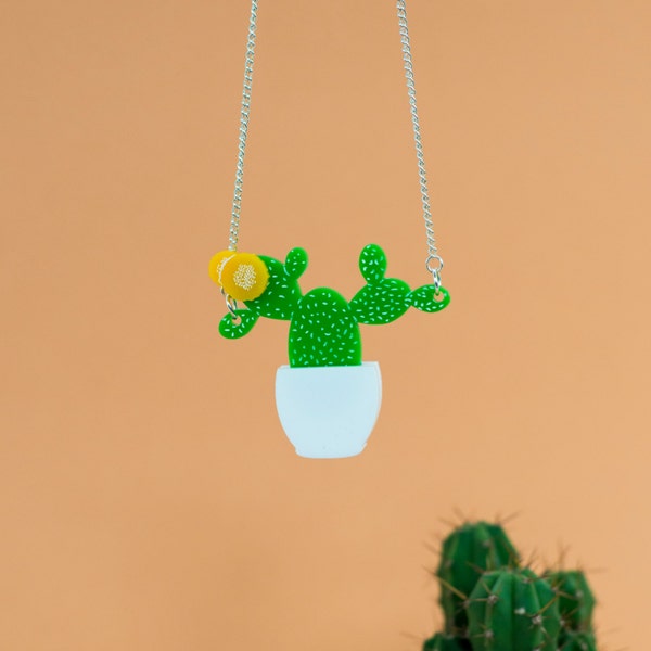 Cactus Necklace - Prickly Pear Necklace - Cactus Gift - Laser Cut Necklace - Cactus Jewellery - Statement Necklace - Perspex Necklace