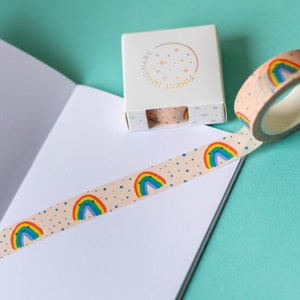 Happy Rainbow Washi Tape Paper Tape Kawaii Stationery Cute Stationery Eco Tape Eco Friendly Tape Bullet Journal Rainbows image 1