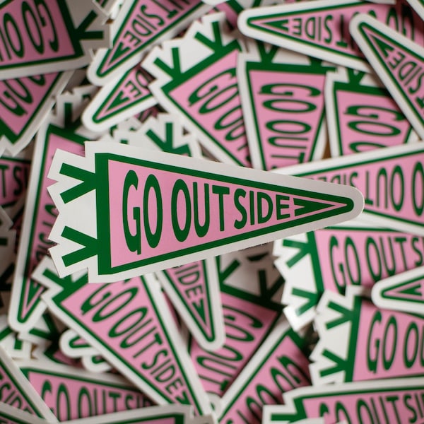Go Outside Pennant Flag Sticker - Adventure Vinyl Decal