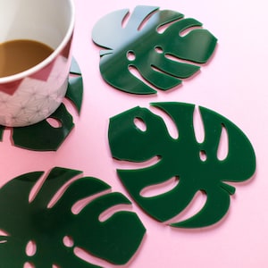 Monstera Coasters set of four - Leaf Coasters - Monstera Homeware - Monstera Gift - Cheese Plant Coasters - Plant lady gift - Plant Gift