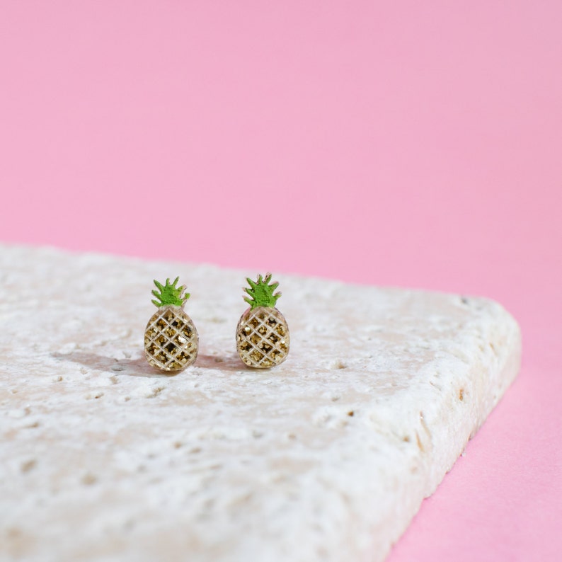 Pineapple Earrings Pineapple Studs Pineapple Jewellery Fruit Earrings Pineapple Gift Fruit Earrings Fruit Studs image 1