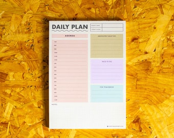 Colour Block Daily Plan A5 Notepad | WFH Planner | To Do List | Family Planner | Motivation | Organisation | Desk Planner | Daily Planner