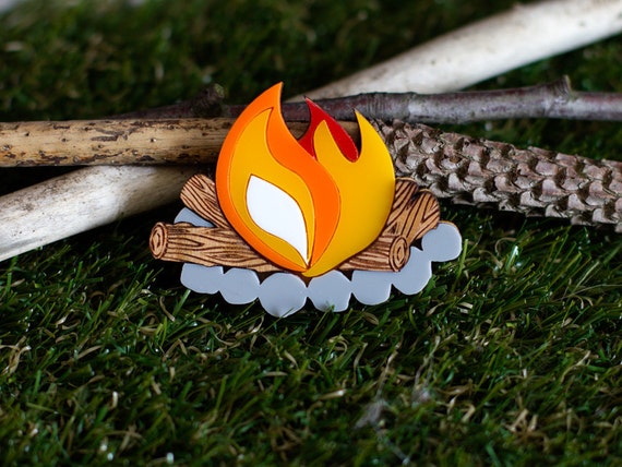 Camp Fire Brooch Camping Brooch Fire Brooch Great Outdoors