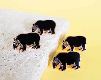 Black Bear Enamel Pin Badge | Bear Brooch | Black Bear Lapel Pin | Animal Lovers Gift | Bear Jewellery | Stocking Fillers