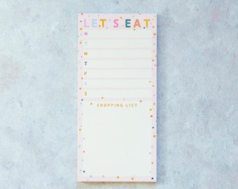 Mangeons Meal Planner Colourful Stars Design | Liste d’achats | Pour faire la liste | Planificateur alimentaire | Organisation | Planificateur de réfrigérateur | Plan de repas