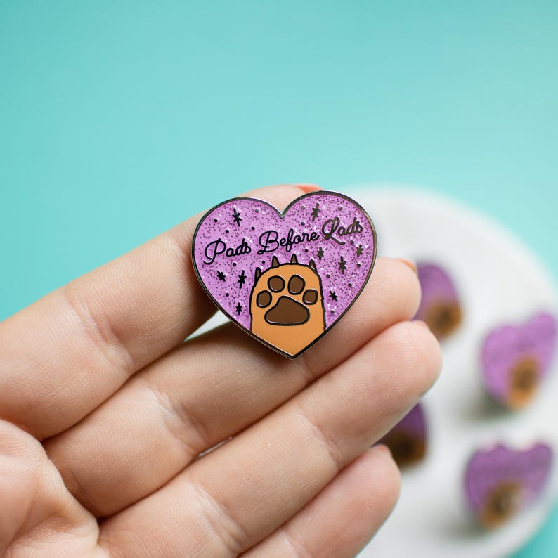 Pads Before Lads Enamel Pin dog pin cat pin dog gift cat gift animal lover pet pin heart pin animal pin animal gift image 1