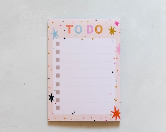 Colourful Stars A6 To Do Pad | WFH Planner | To Do List | Family Planner | Motivation | Organisation | Desk Planner | Daily Plan