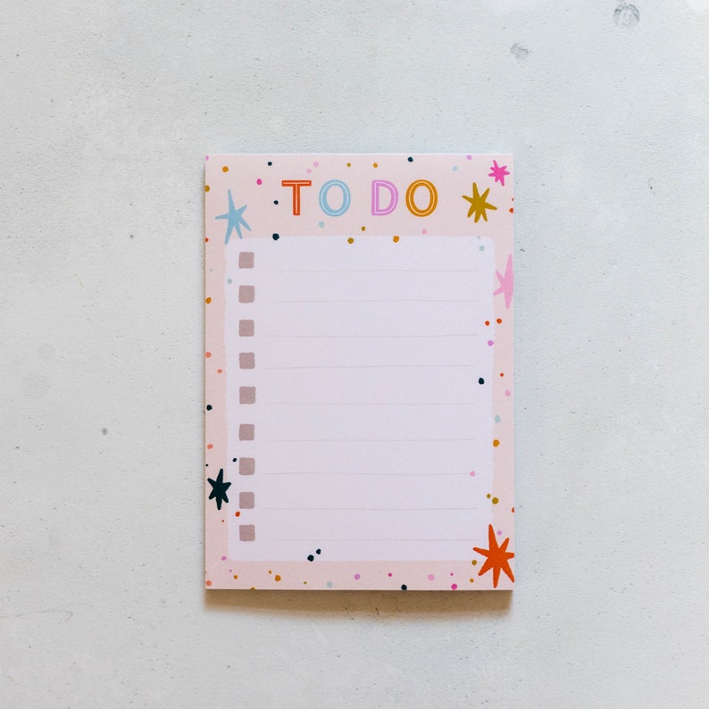 Colourful Stars A6 To Do Pad WFH Planner To Do List Family Planner Motivation Organisation Desk Planner Daily Plan image 1