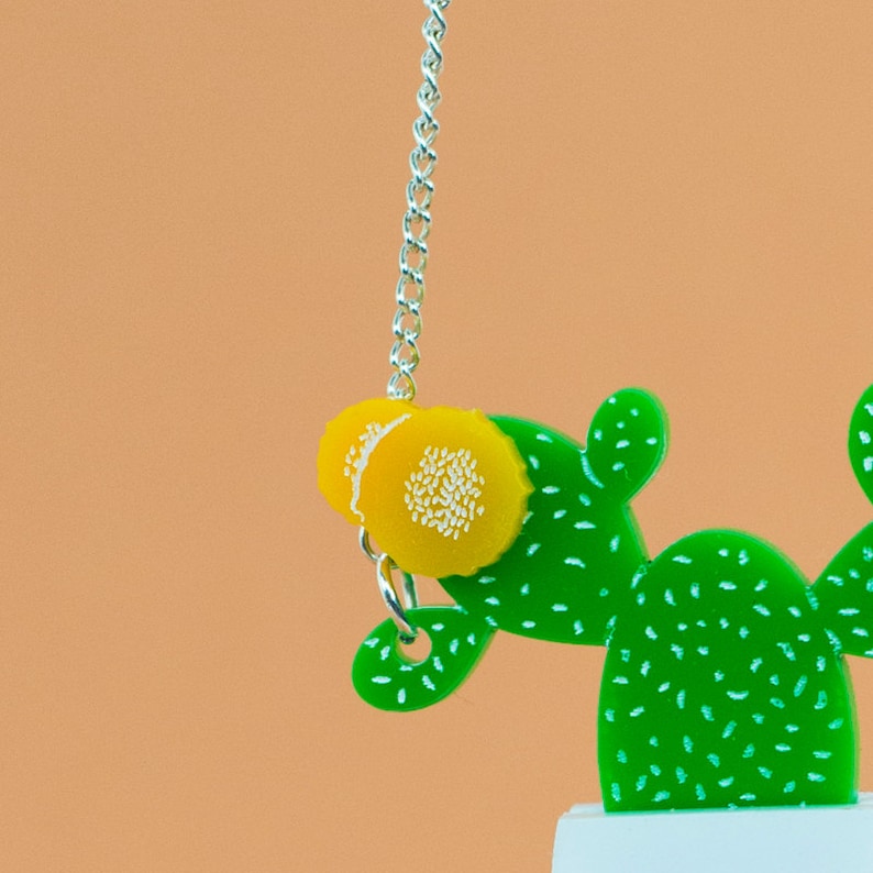 Cactus Necklace Prickly Pear Necklace Cactus Gift Laser Cut Necklace Cactus Jewellery Statement Necklace Perspex Necklace image 2