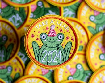 Take a Leap Cute Frog 2024 Patch - commemorative patch - 2024 patch - leap year - 2024 collectable - leap year birthday