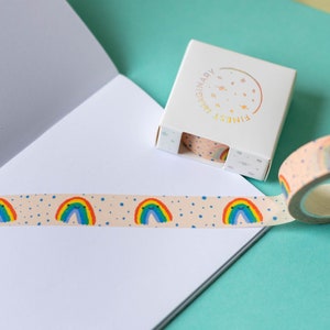Happy Rainbow Washi Tape Paper Tape Kawaii Stationery Cute Stationery Eco Tape Eco Friendly Tape Bullet Journal Rainbows image 2