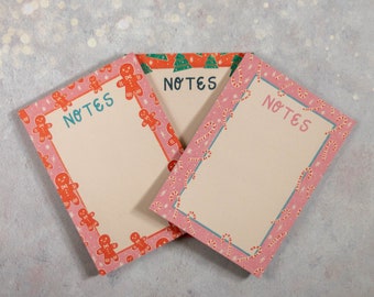 Ensemble de 3 modèles de Noël A6 Note Pads | Planificateur de la FMH | liste de choses à faire | | de planification familiale | d’organisation Planificateur de bureau | Papeterie de Noël