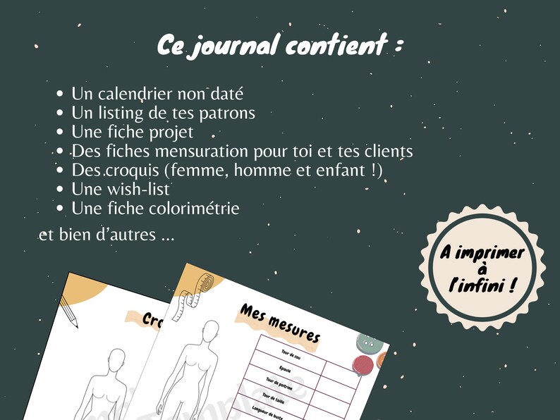 Journal de couture PDF imprimable Carnet de couture Planificateur de couture Format A4-A5 image 2