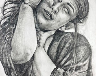 Turmoil by Leah Miller - 7x10 Original Graphite Drawing - Pencil portrait