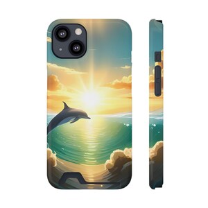Dolphin Sunset-telefoonhoesje met kaarthouder - op de oceaan geïnspireerd ontwerp