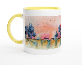 White 11oz Ceramic Mug with Color Inside - Freedom