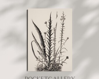 Neutral Botanical Wall Art | Vintage Gallery Wall Print | Beige Floral Printable Art | Digital Download | Minimalist & Boho Wildflower Art