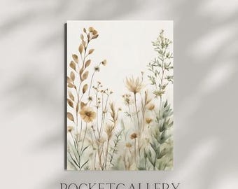 Botanical Art Print | Natural Color Plant Illustration | Minimalist Vintage Floral Wall Decor | Printable Digital Download