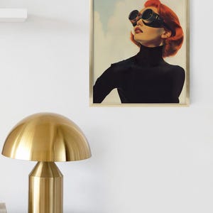 Elegant Retro-Futuristic Vision, Stylish Woman with Red Hair and Goggles, Vintage Sci-Fi Portrait, Retro Stylish art, RetroFuturistic Woman