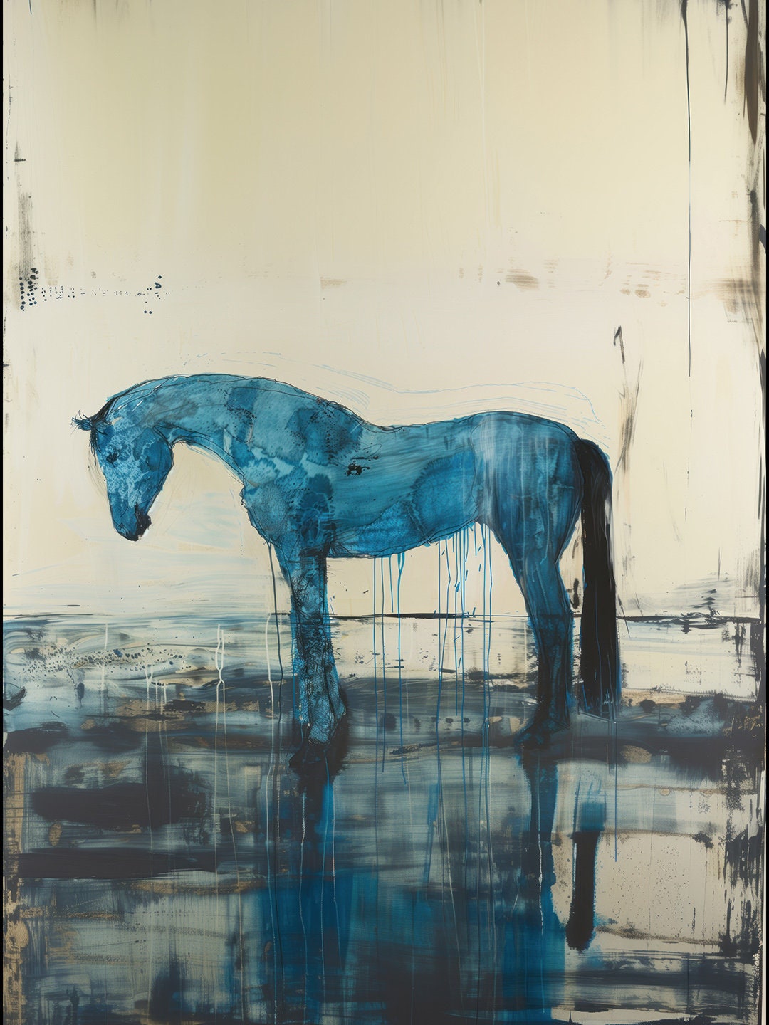 Blue Drip Horse Printable Wall Art – DIGITAL DOWNLOAD (JPEG) – Abstract ...