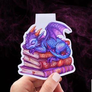 Fantasy Bookmark, Dragon Bookmark, Magnetic Bookmark, Dragon Book Nook, Book Dragon, Dragon Bookmark with Books, Baby Dragon, Book Magnets