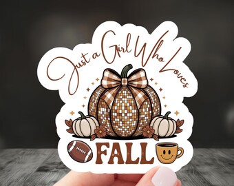 Pegatina "Solo una chica que ama el otoño", pegatina "Café de otoño", pegatina "Acogedor otoño", pegatina "Calabaza", pegatina "Otoño literario", pegatina "Fútbol americano"