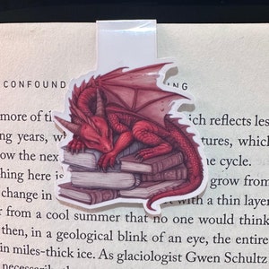 Fantasy Bookmark, Dragon Bookmark, Magnetic Bookmark, Dragon Book Nook, Book Dragon, Dragon Bookmark with Books, Baby Dragon, Book Magnets