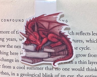 Fantasy Bookmark, Dragon Bookmark, Magnetic Bookmark, Dragon Book Nook, Book Dragon, Dragon Bookmark with Books, Baby Dragon, Book Magnets