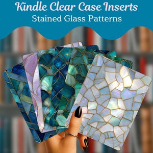Stained Glass Kindle Case Inserts | Kindle Insert Set | Kindle Aesthetic Accessories | Mosaic Kindle Case Decor | Bookish Kindle Accessory