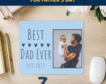 Alfombrilla de ratón personalizada con foto, regalo personalizado para el Día del Padre, alfombrilla de ratón personalizada con tu foto, alfombrilla de ratón "El mejor papá del mundo"