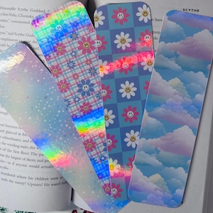 Holographic Bookmarks, Handmade Summer Bookmark, Page Holder, Bookstagram, Booktok, Bookish Gift for Readers, Book Accessories, Reading Gift