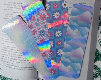 Holographic Bookmarks, Handmade Summer Bookmark, Page Holder, Bookstagram, Booktok, Bookish Gift for Readers, Book Accessories, Reading Gift