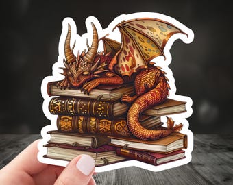 Fantasy Sticker, Dragon Sticker, Bookdragon, Dragon Lover Gift, Cute Dragon Sticker, Fantasy Reader, Year of the Dragon, Fourth Wing Sticker
