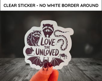 Raccoon Sticker, Possum Sticker, Bug Sticker, Cute Clear Sticker, Snake Stickers, Animal Memes Stickers, Love the Unloved, Laptop Stickers