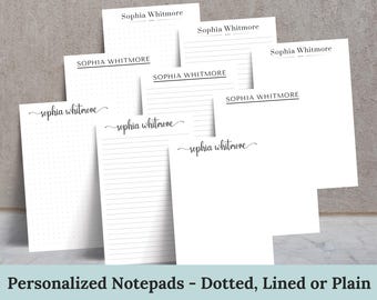 Personalized Dotted Grid Notepad with Lines, Custom Stationery Gift for Her, Custom Notepad, Customized Script Notepad for Women,Notepad Set