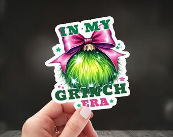 Pegatina del Grinch, En mi época, Feliz Navidad, Tema del Grinch, Pegatina navideña del Grinch, Frases divertidas de Navidad, Idea de regalo de Navidad