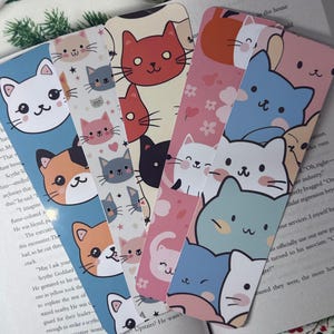 Cat Bookmarks, Kawaii Cat Bookmark Bundle, Cute Cat Bookmark, Laminated Bookmark for Cat Lovers, Booktok Reading Accessory, Animal Bookmark