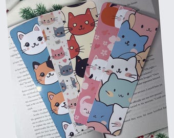 Cat Bookmarks, Kawaii Cat Bookmark Bundle, Cute Cat Bookmark, Laminated Bookmark for Cat Lovers, Booktok Reading Accessory, Animal Bookmark