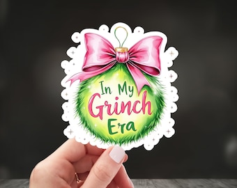 Pegatina del Grinch, En mi época, Feliz Navidad, Tema del Grinch, Pegatina navideña del Grinch, Frases divertidas de Navidad, Idea de regalo de Navidad